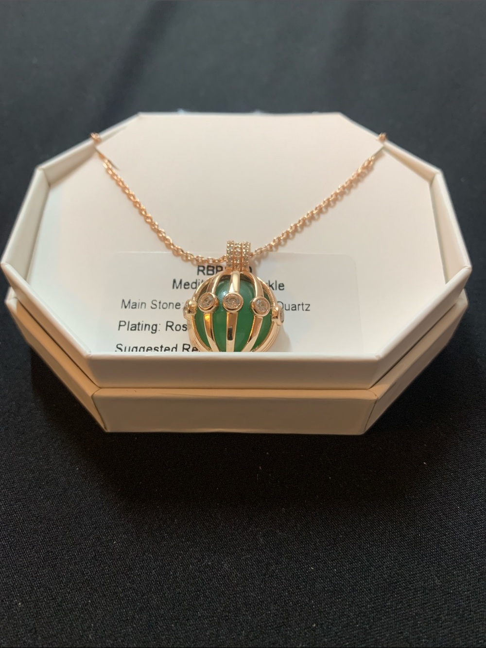Rose Gold Green Enamel Pendant Necklace
